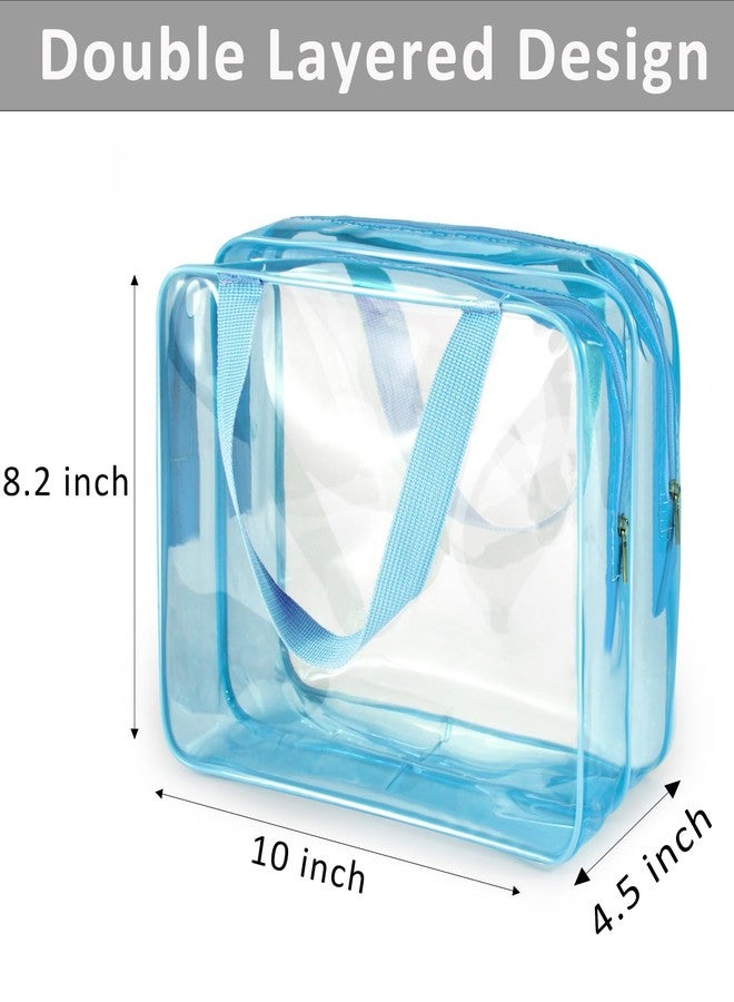 Roybens 2Pcs Crystal Clear PVC Travel Toiletry Bag Kit for Women Men, Waterproof Vinyl Organizer Clear Makeup Bags with Zipper, Cosmetic Bag Pouch Carry on Airport Airline Compliant Bag Handbag (Double Layer) - Image 3
